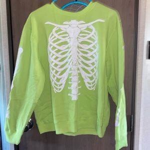 Lime green bones crew neck